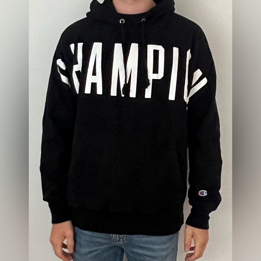 Champion Reverse Weave Men’s Large Black White Hoodie